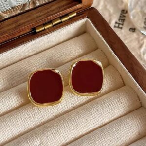 Red Square Stud Earing
